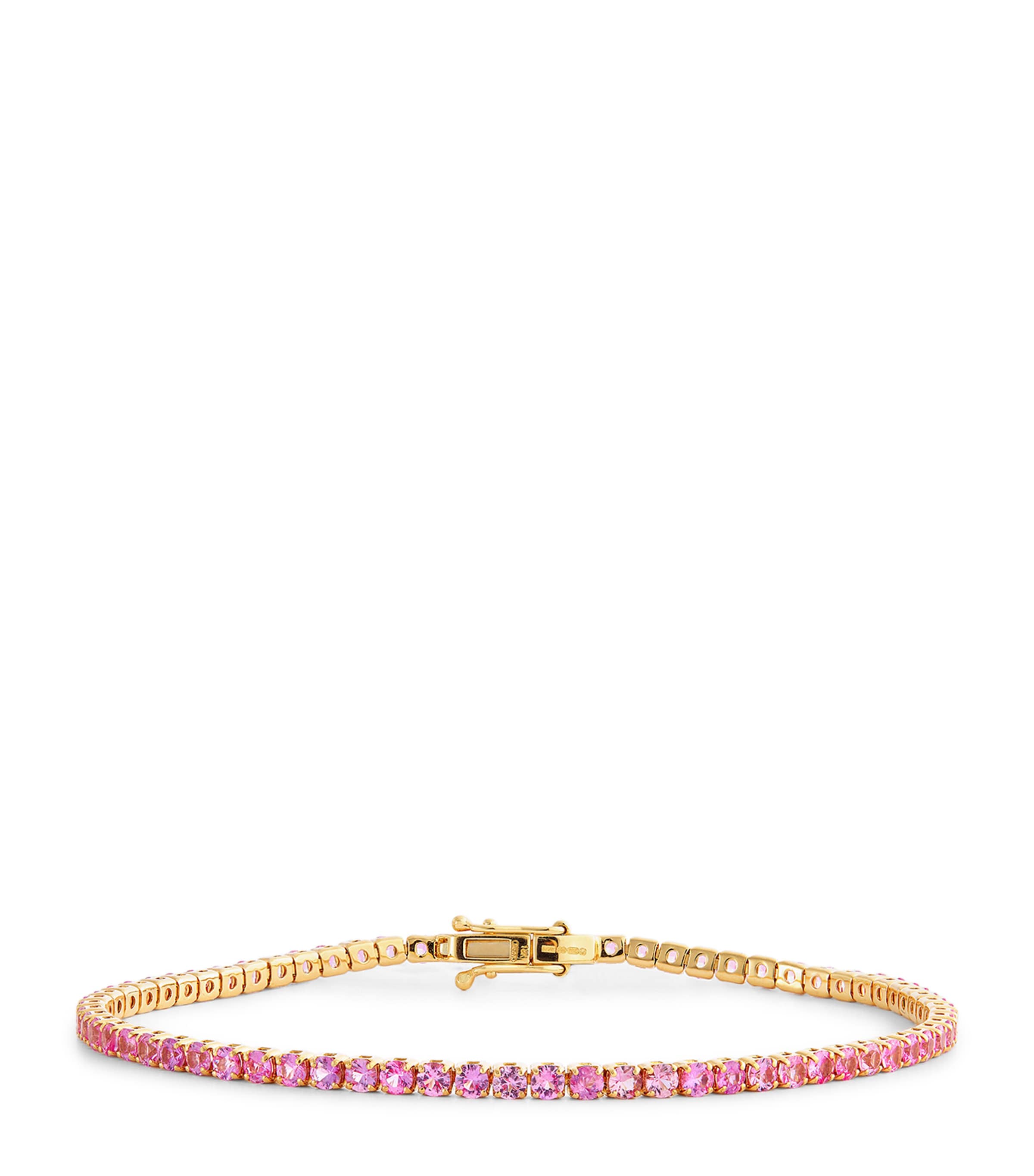 Shay Mini Yellow Gold And Sapphire Tennis Bracelet In Pink