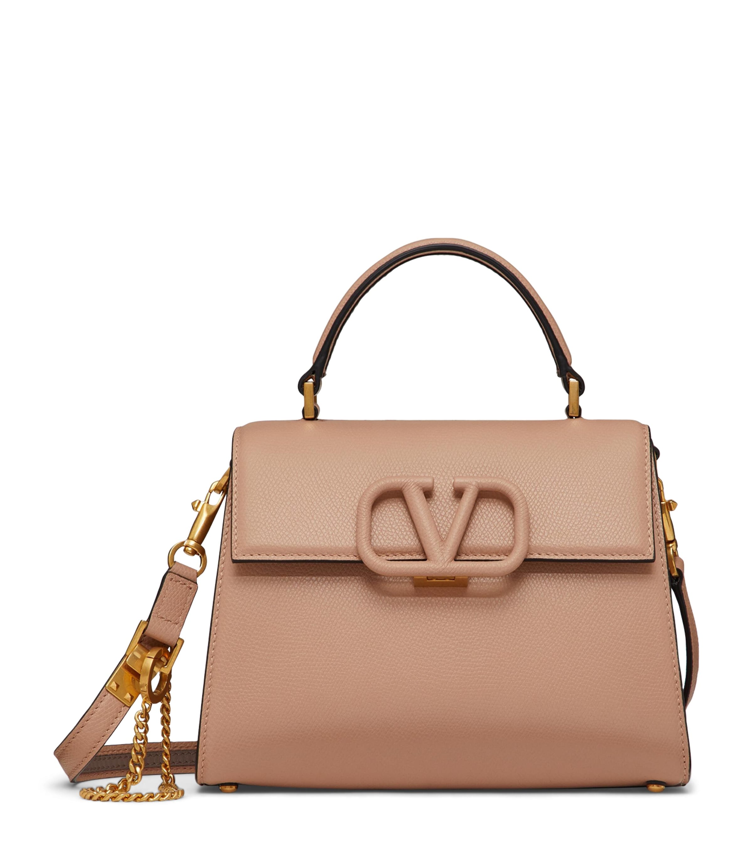 Valentino Garavani Small Calf Leather Vsling Top-handle Bag In Nude