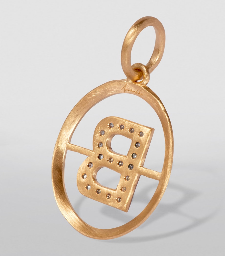 Yellow Gold and Diamond Initial B Pendant YELLOW GOLD Image 2