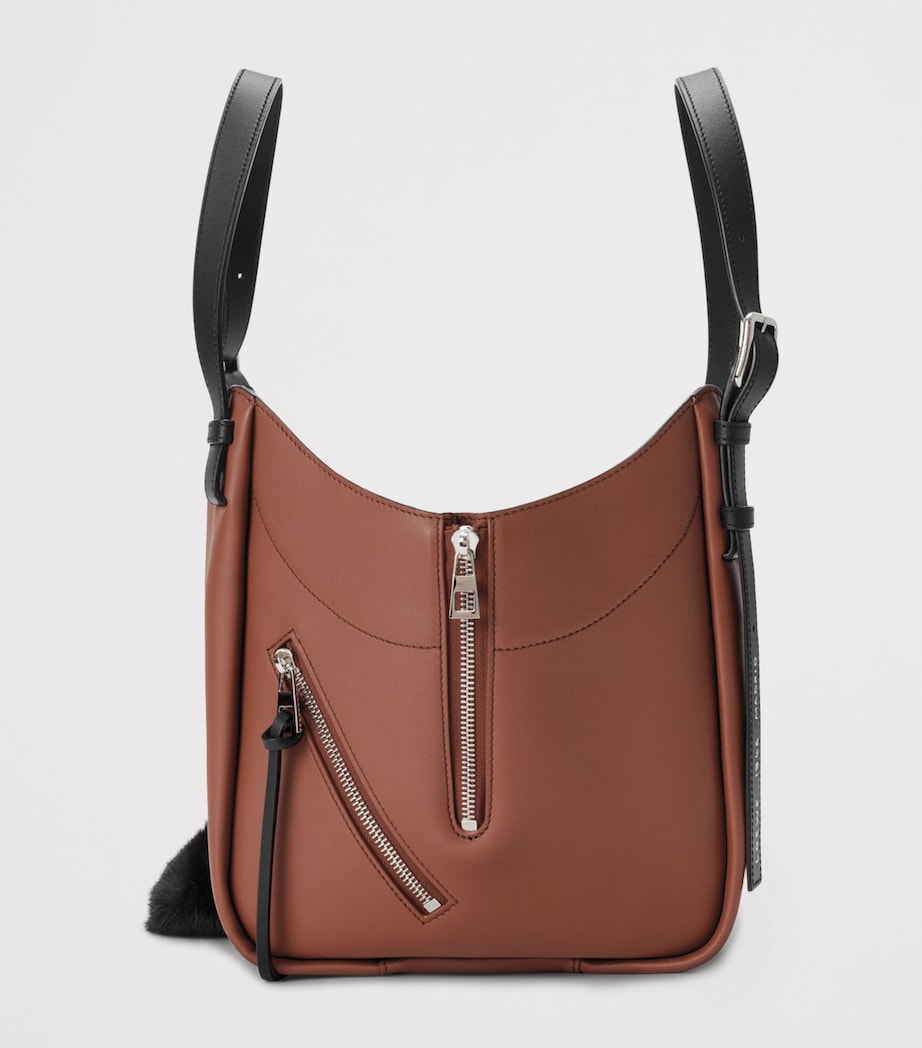 LOEWE Womens Lion Intarsio Hammock Flip Tote Bag Black/pecan Image 4