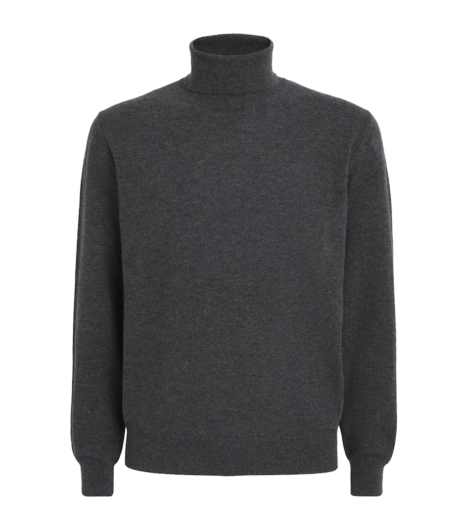 Corneliani Mens Cashmere Rollneck Sweater Grey Melange Drk Image 1