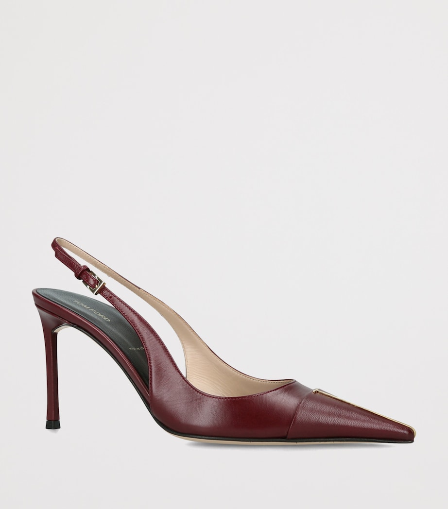 TOM FORD Leather T Slingback Pumps 85 Red/dark Image 2