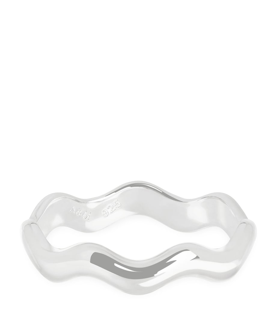 Astrid & Miyu Rhodium-Plated Sterling Silver Ripple Ring Silver Image 1