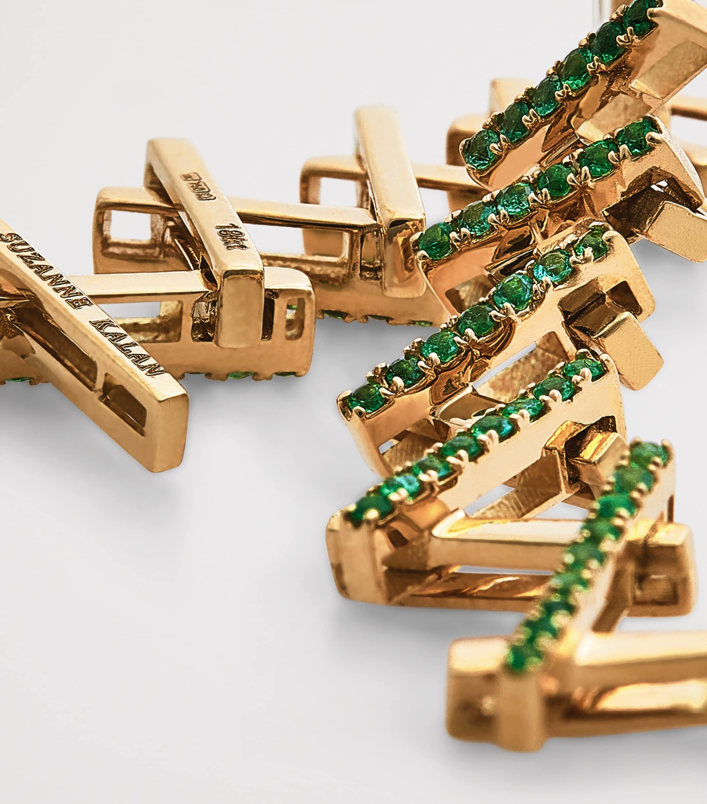 Suzanne Kalan Yellow Gold and Emerald Deco Gradual Wishbone Earrings Yg/emer Image 5