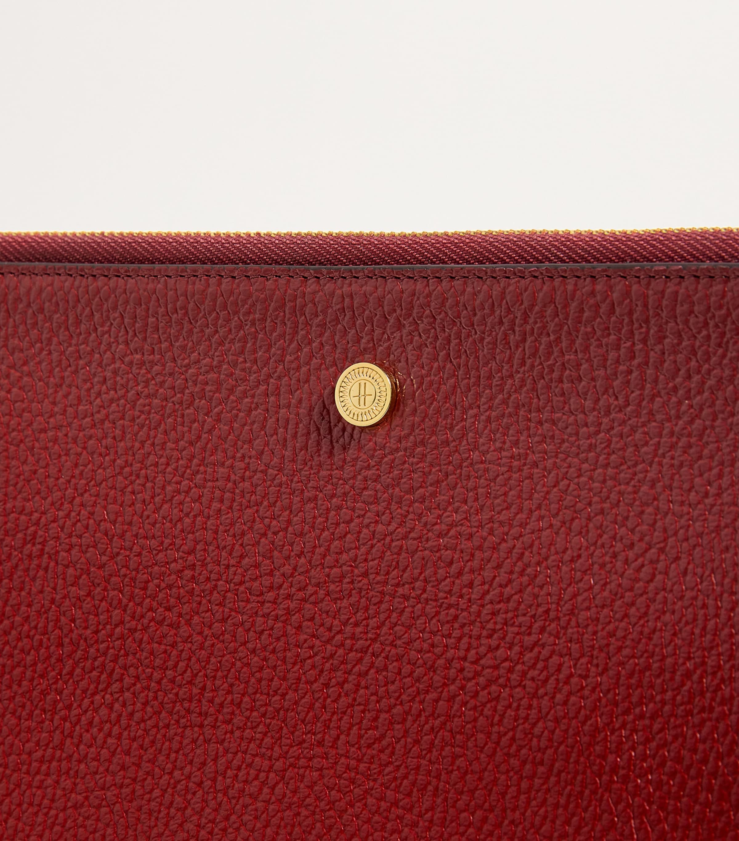 Large Pebbled Leather Pouch BURGUNDY Image 4