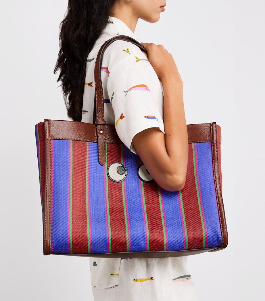Stripe Eyes Shopper Bag MEDIUM RED Image 5