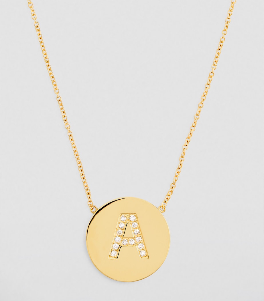 Yellow Gold and Diamond A Initial Necklace YELLOW GOLD Image 2
