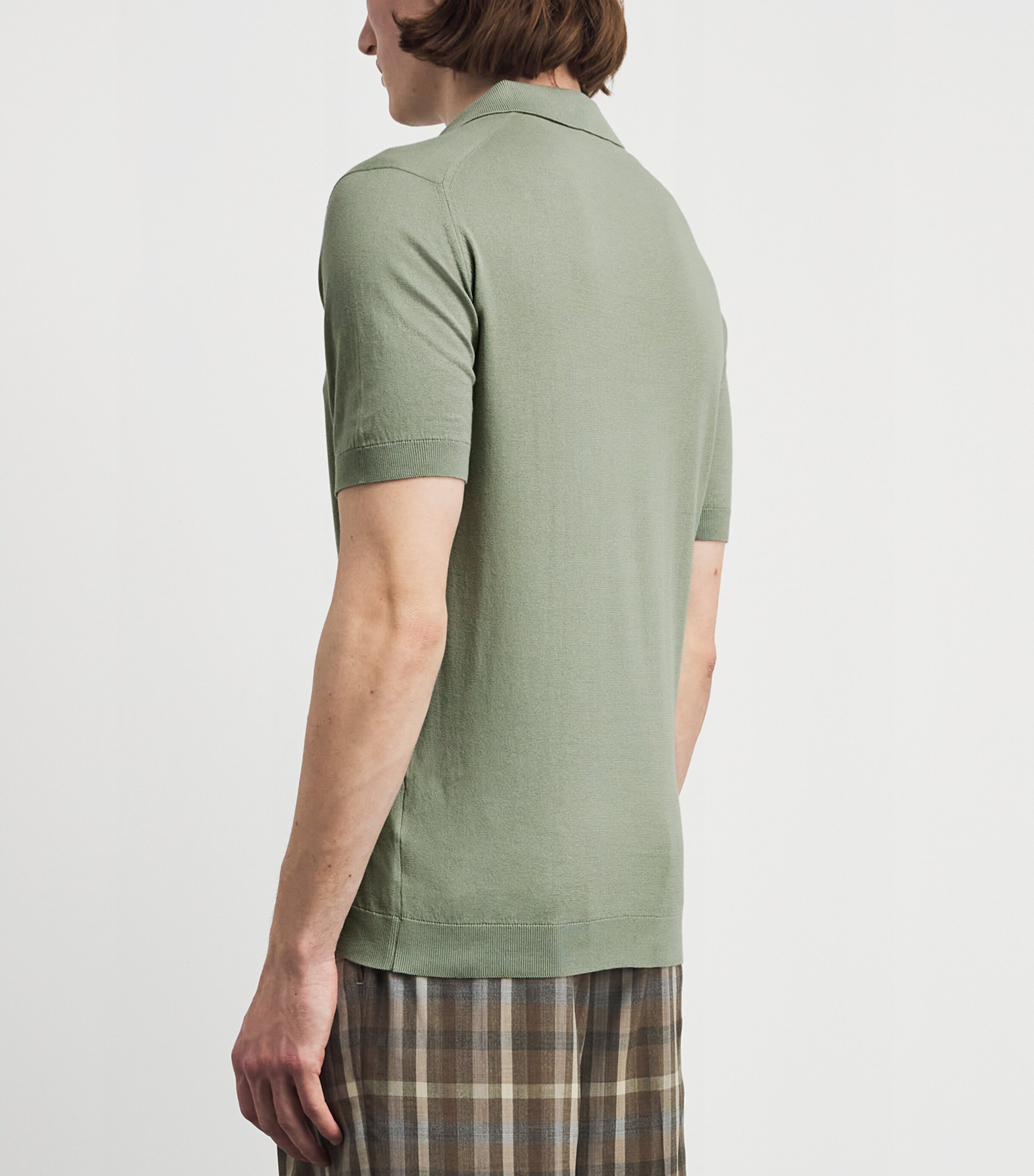John Smedley Mens Sea Island Cotton Adrian Polo Shirt Mountain Mist Image 5