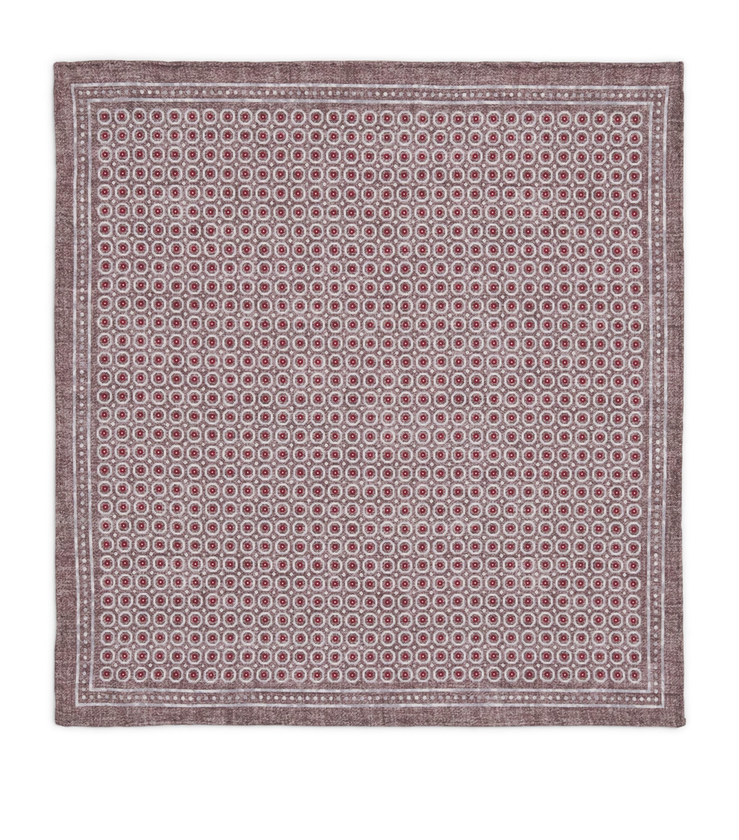 Eleventy Cotton-Wool Geometric Pocket Square Moro, Grigio Ch E Ro Image 1