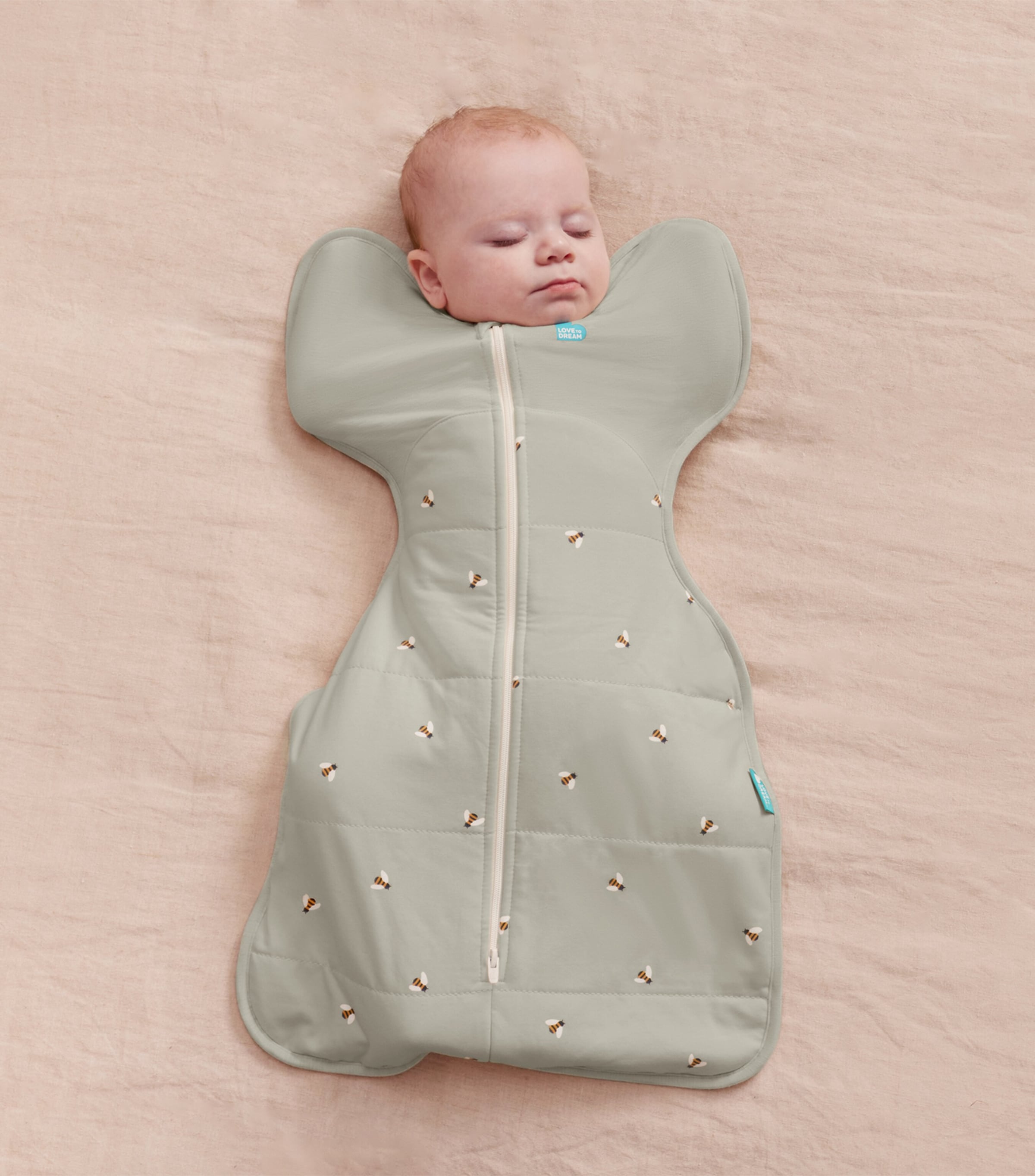 2.5 Tog Stretch-Cotton Bee Swaddle (Medium) OLIVE Image 3