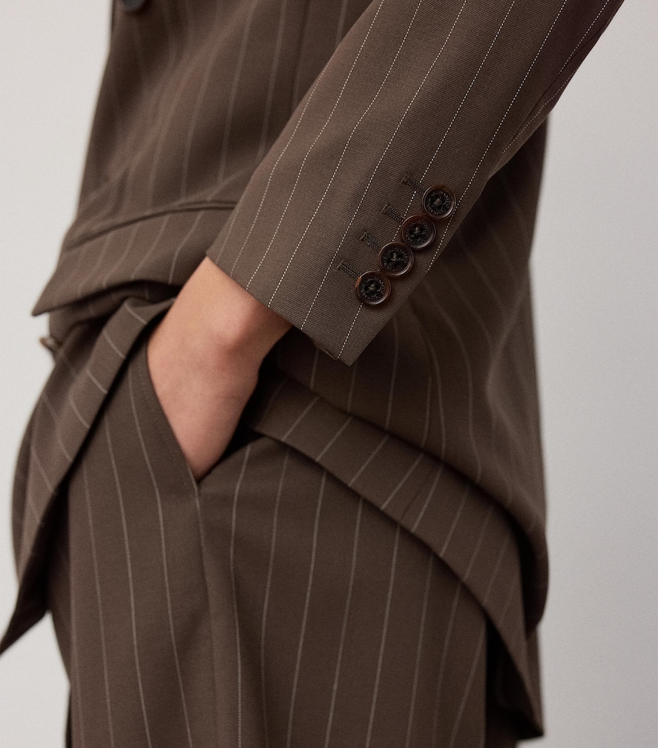 Ralph Lauren Collection Womens Wool Pinstripe Ramona Blazer Sycamore/cream Image 5