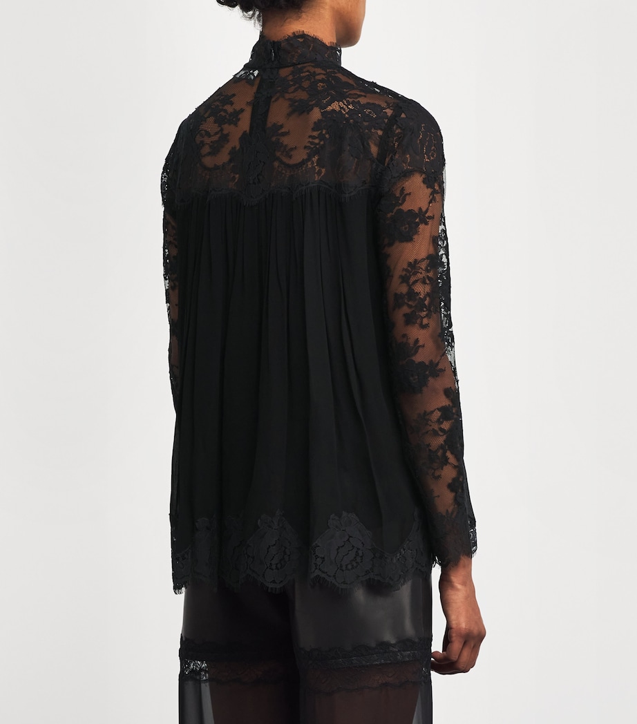 Lace-Trim Hypnotic Blouse BLACK Image 4