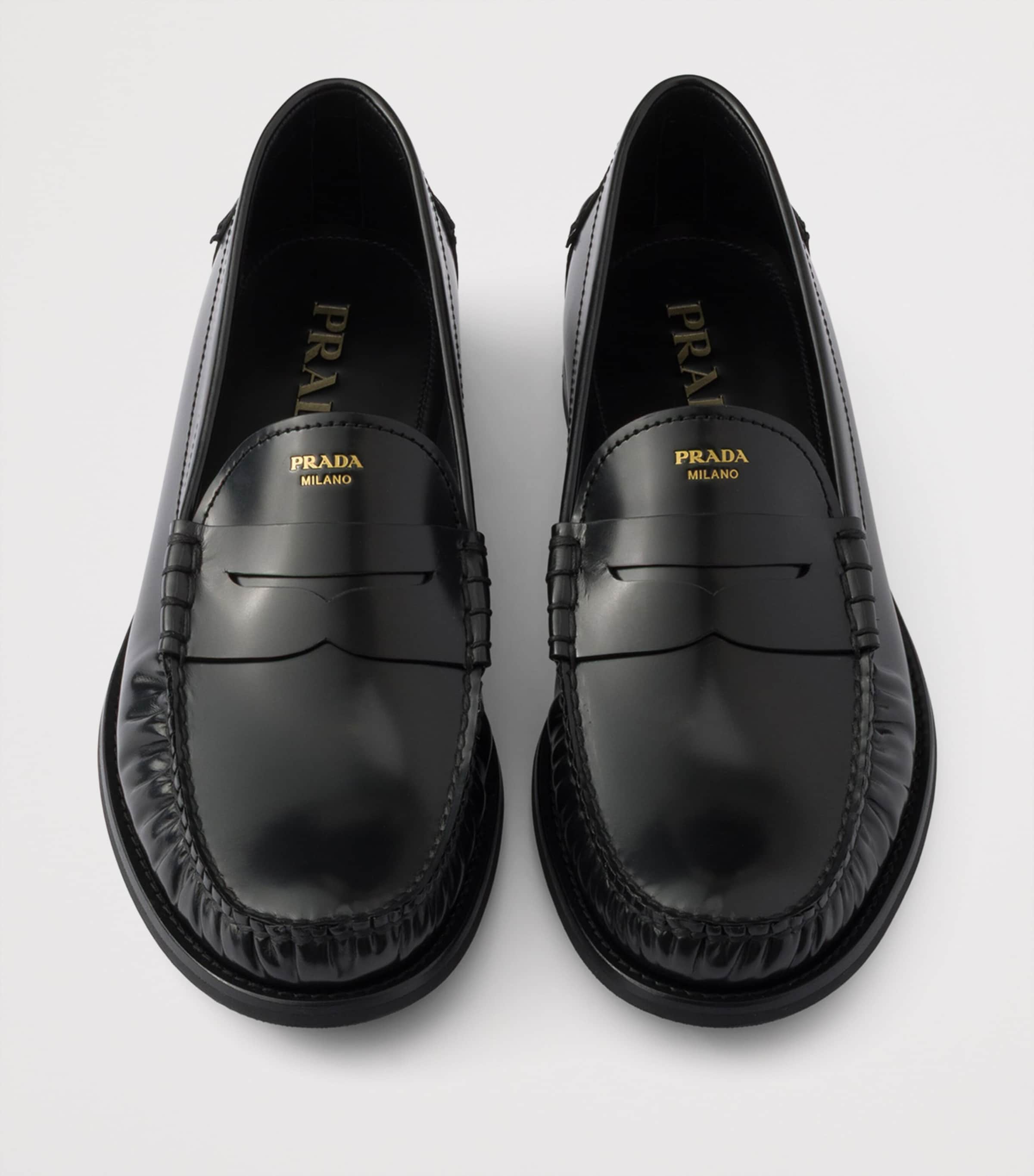 Prada Brushed Leather Loafers Black Image 4