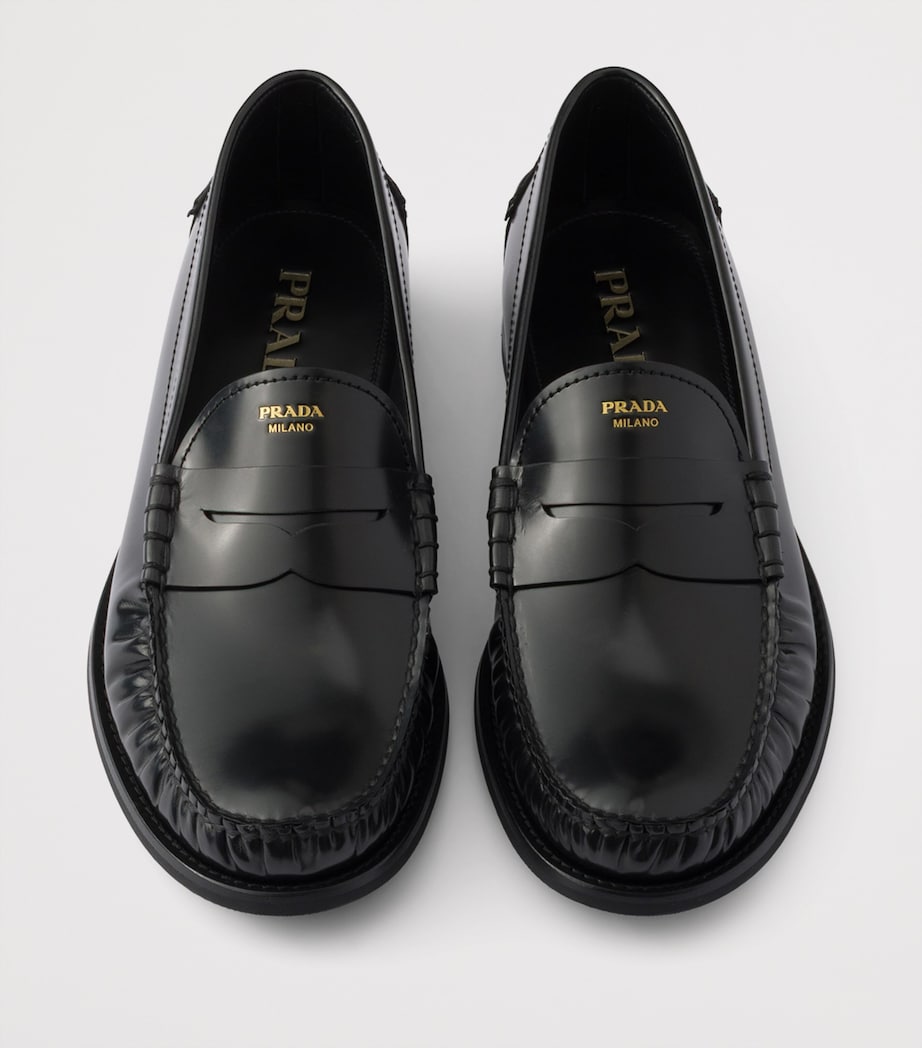 Prada Brushed Leather Loafers Black Image 4