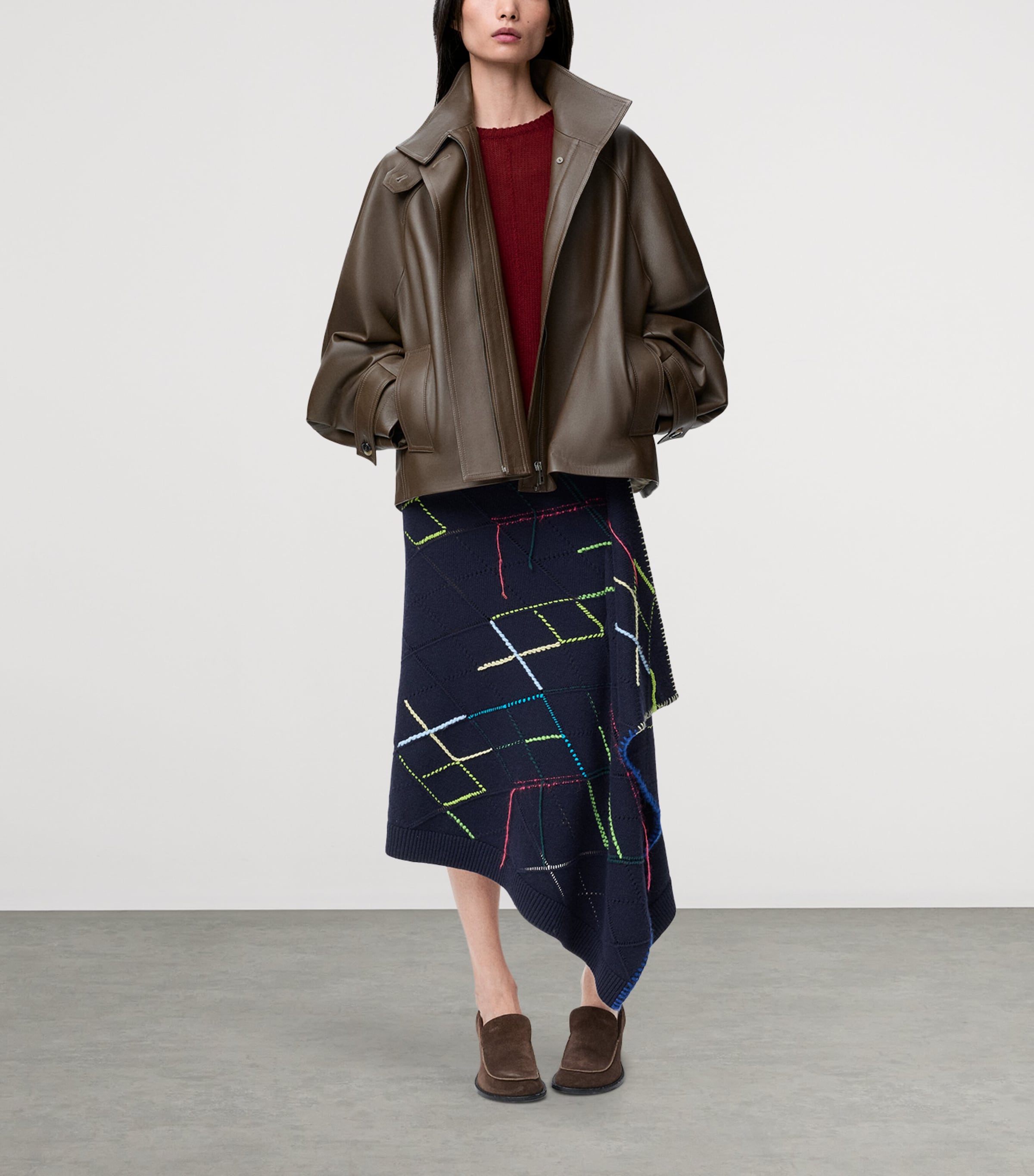 Cashmere-Blend Button-Up Sweater BURGUNDY Image 2