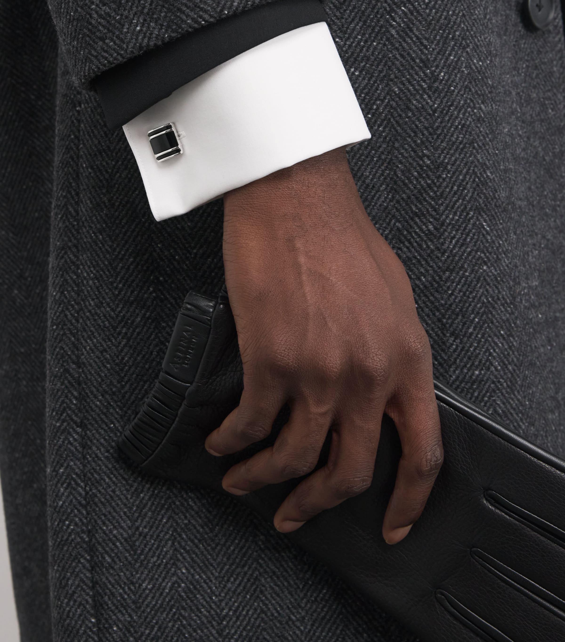 Tateossian White Bronze-Plated Square Onyx Cufflinks Black Image 5
