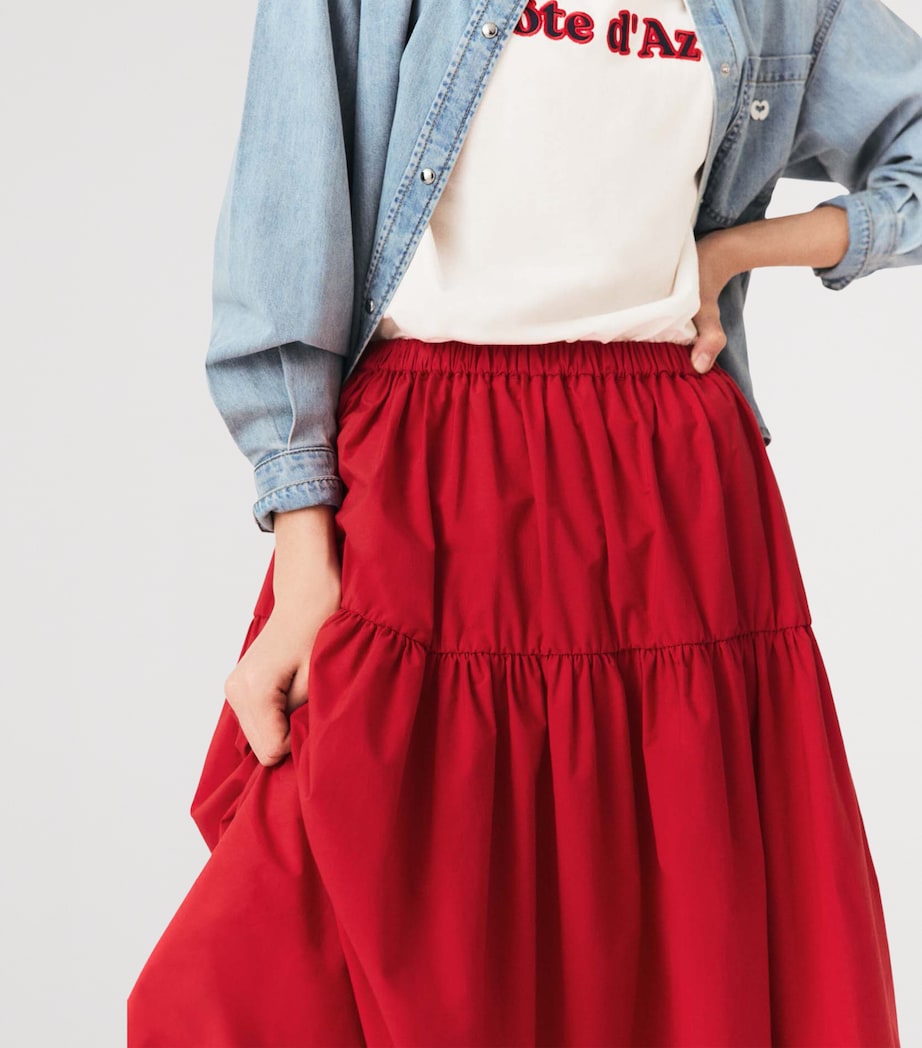 Maje Womens Gathered Maxi Skirt Red Image 8