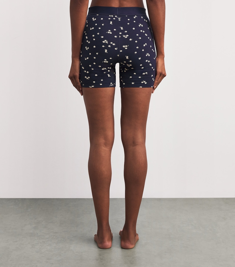 Stretch-Cotton Ribbed Boxer Shorts (Pack of 3) NAVY DAISY PRINT Image 4