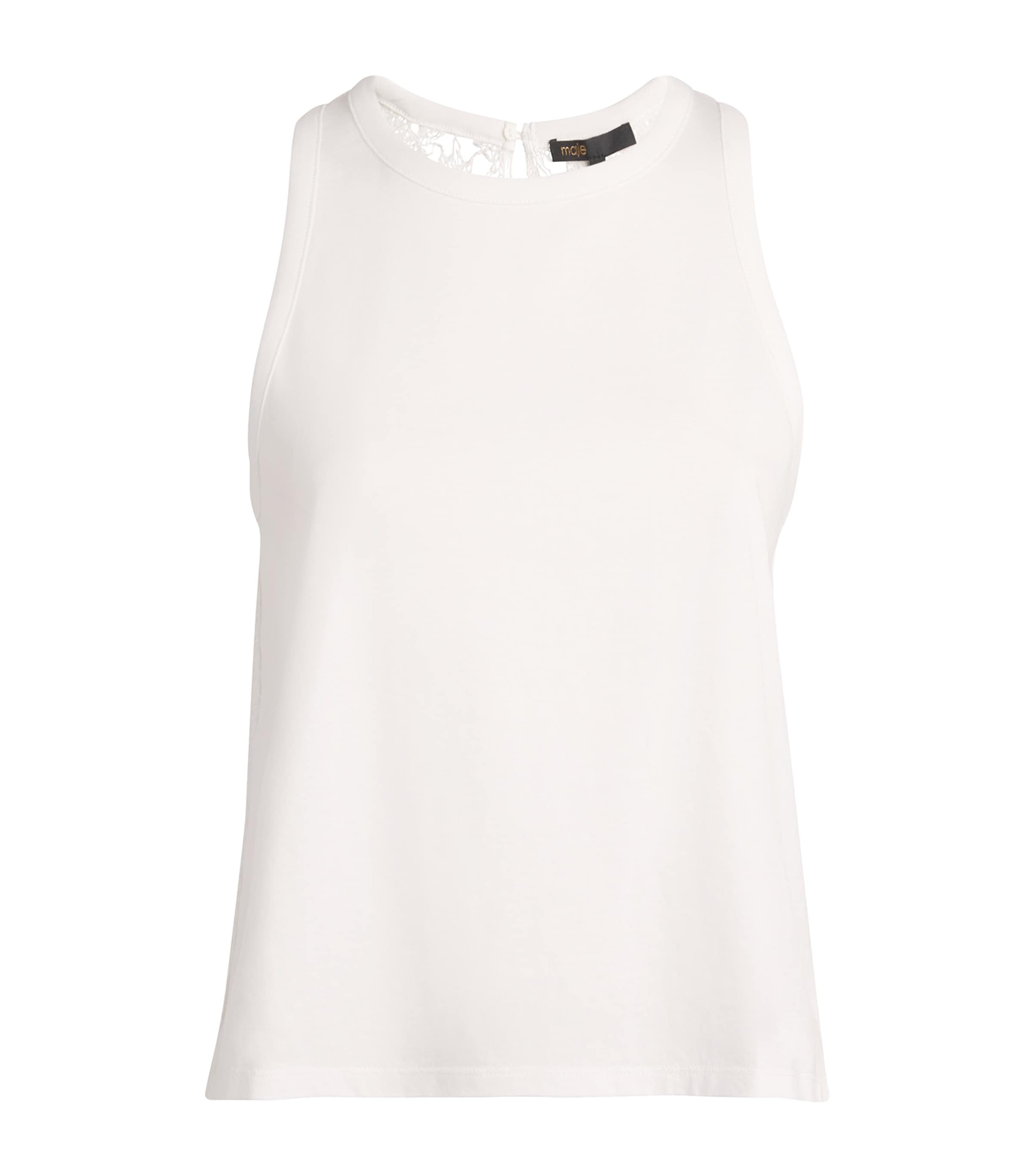 Maje Cotton Crochet-back Tank Top In White