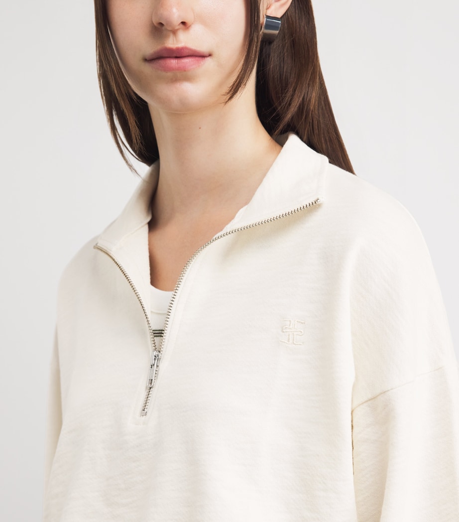 ÉTERNE Womens French Terry Cropped Sweatshirt Bone Image 3