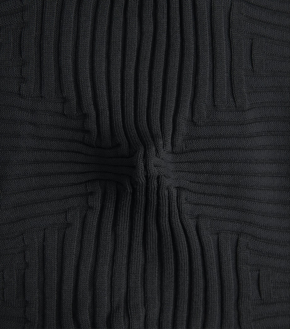 Issey Miyake Womens Knitted Linkage Midi Dress Black Image 6