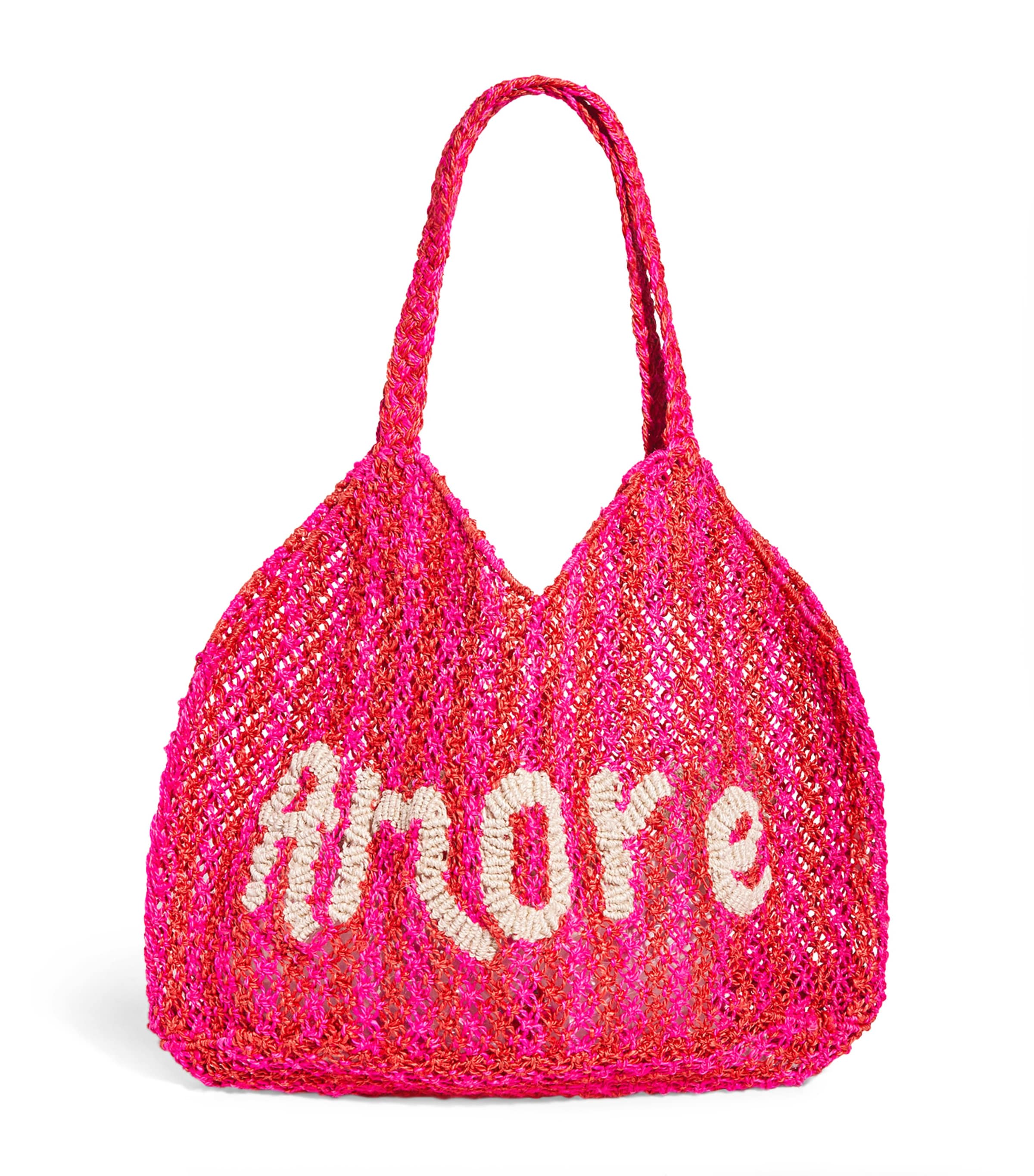 The Jacksons Large Stripe Dora Amore Tote Bag In Pink