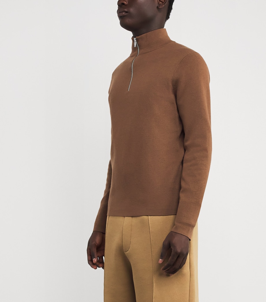 Wool Quarter-Zip Sweater BEIGE Image 3