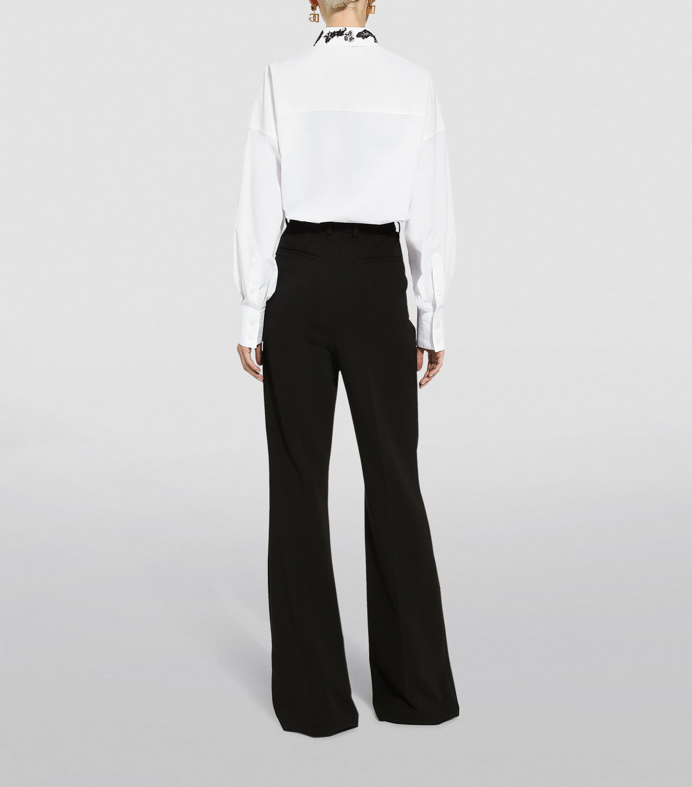 Cotton-Blend Floral Lace-Embellished Shirt W0800-OPTICAL WHITE Image 5