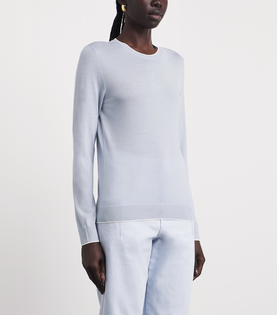 Eleventy Womens Wool Crew-Neck Sweater Nuvola, Bianco Image 4