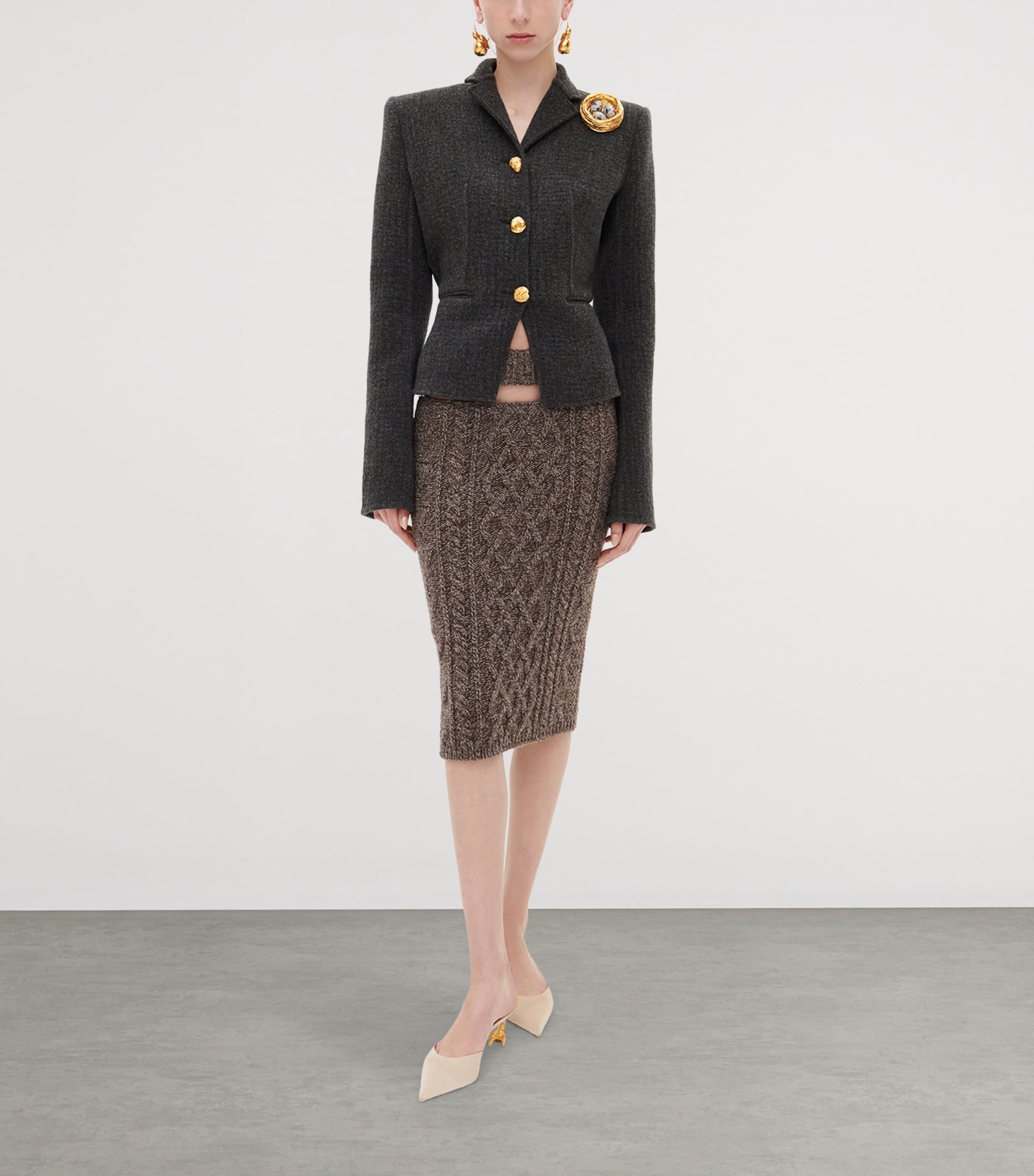Schiaparelli Womens Wool-Blend Elsa Jacket Dark Grey Image 2