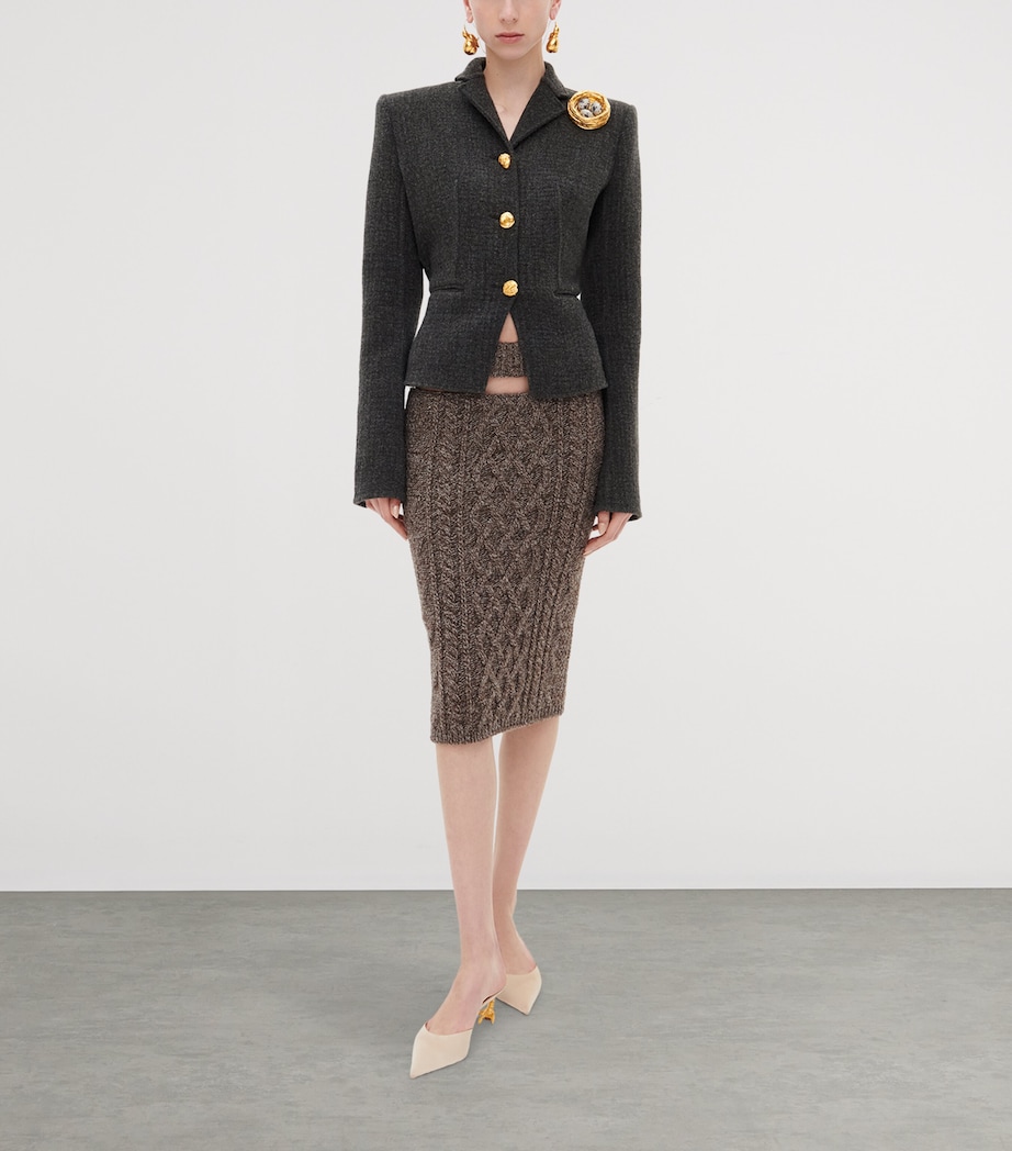 Schiaparelli Womens Wool-Blend Elsa Jacket Dark Grey Image 2