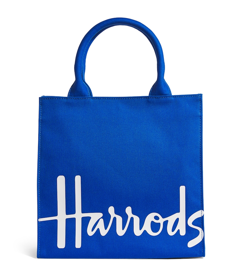 Harrods Small Cotton Logo Tote Bag Prussian Image 1