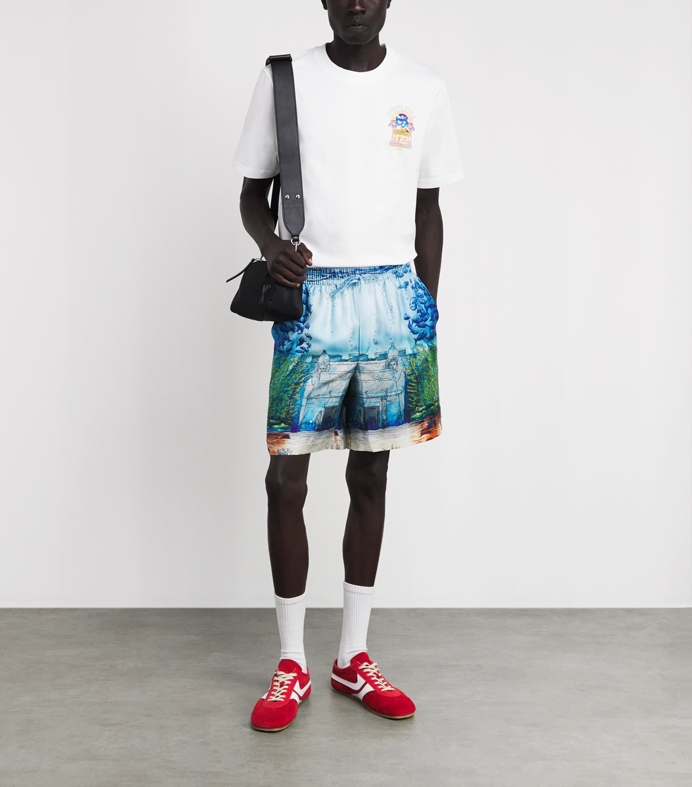 Casablanca Mens Silk Trompe-Lœil Shorts Trompe L'oeil Image 2