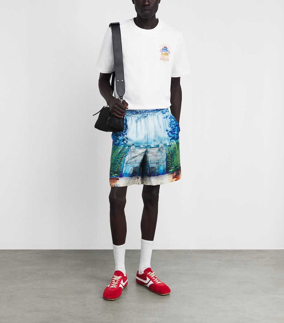 Casablanca Mens Silk Trompe-Lœil Shorts Trompe L'oeil Image 2