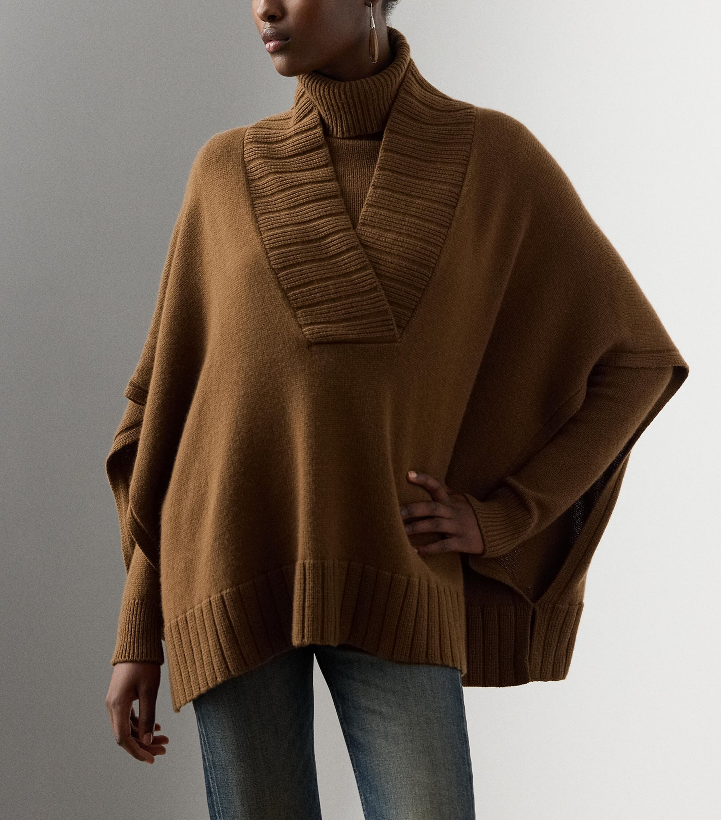 Cashmere-Blend Cape Sweater COGNAC Image 6