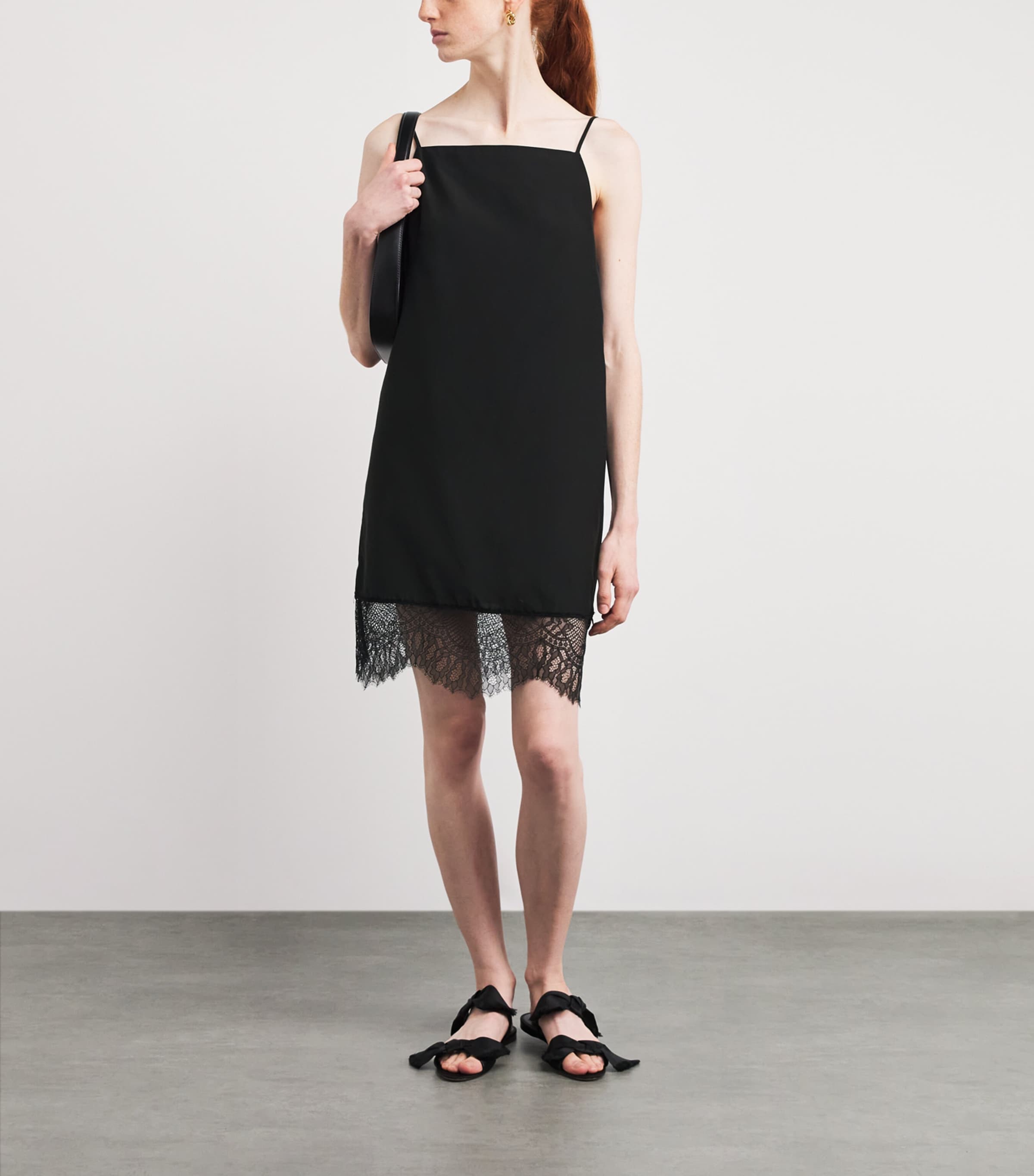 Silk-Cotton Lira Mini Dress DBLK BLACK Image 2