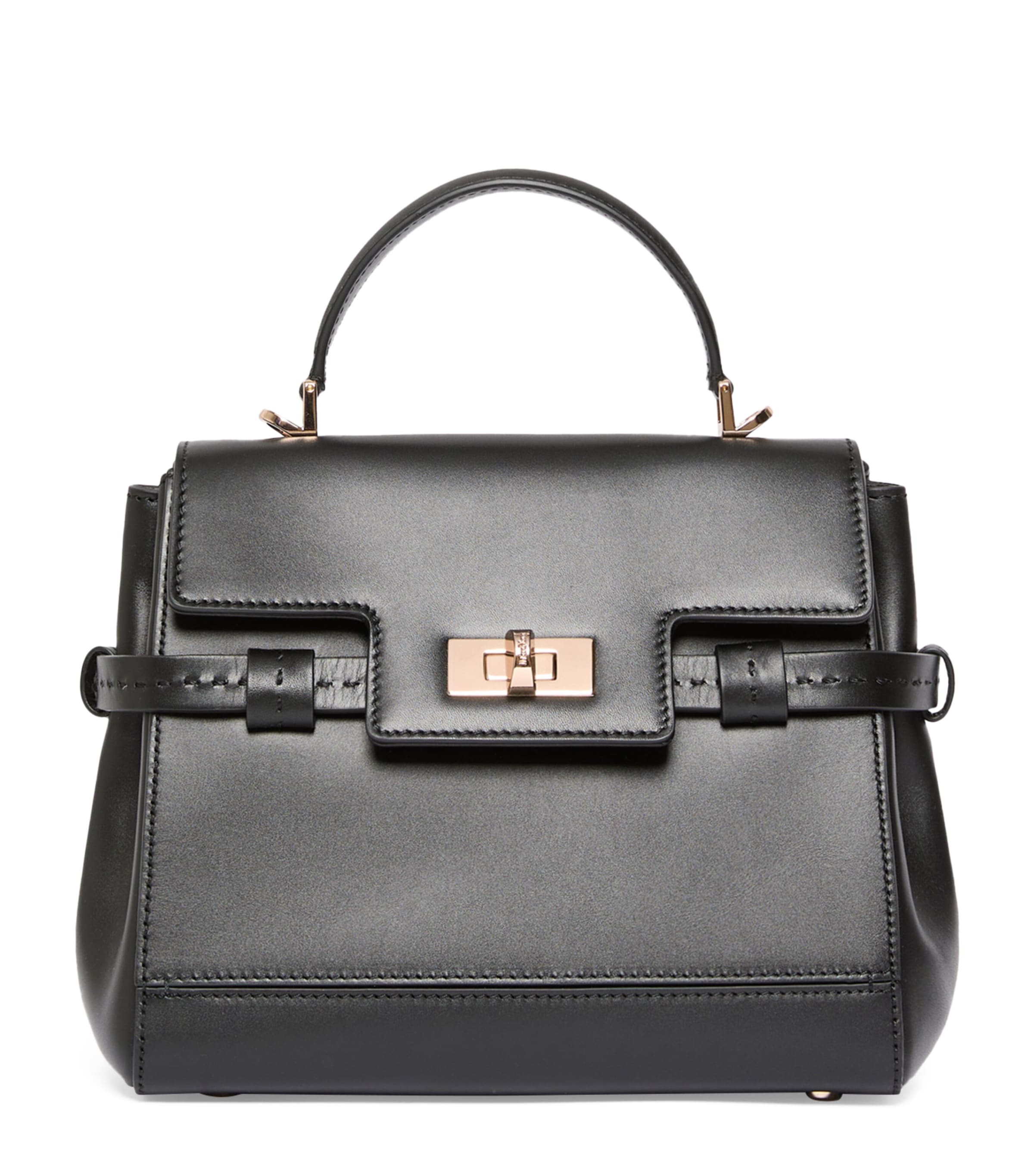 Leather Margaux Top-Handle Bag BLACK Image 1