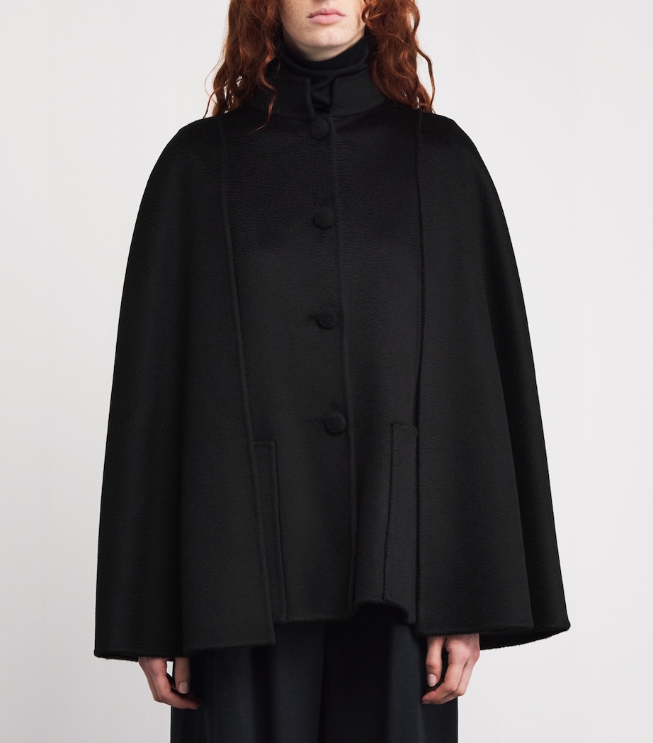 Double Cashmere Cape Coat 0091 BLACK Image 3
