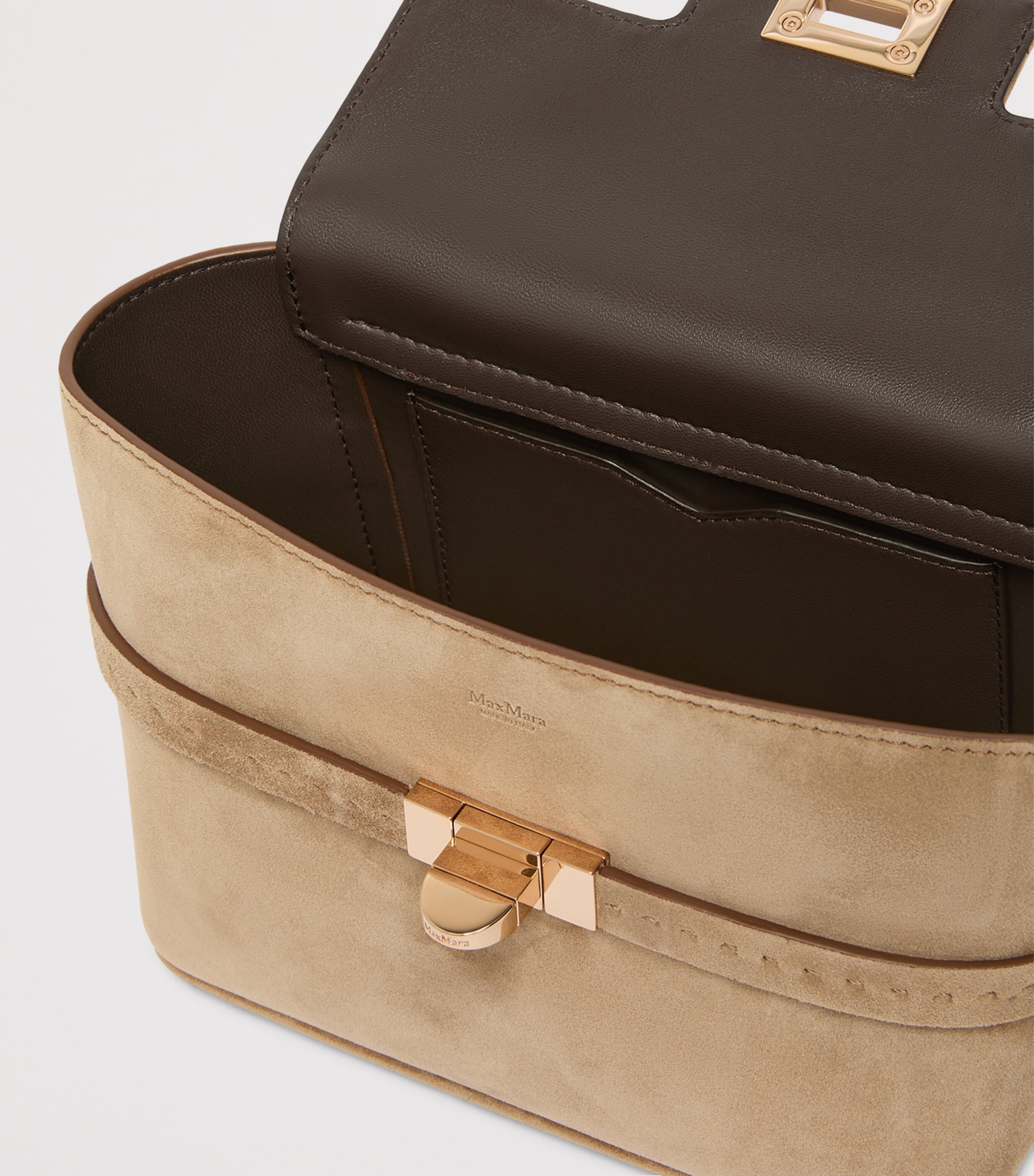 Max Mara Mini Suede Margaux Top-Handle Bag Beige Image 6