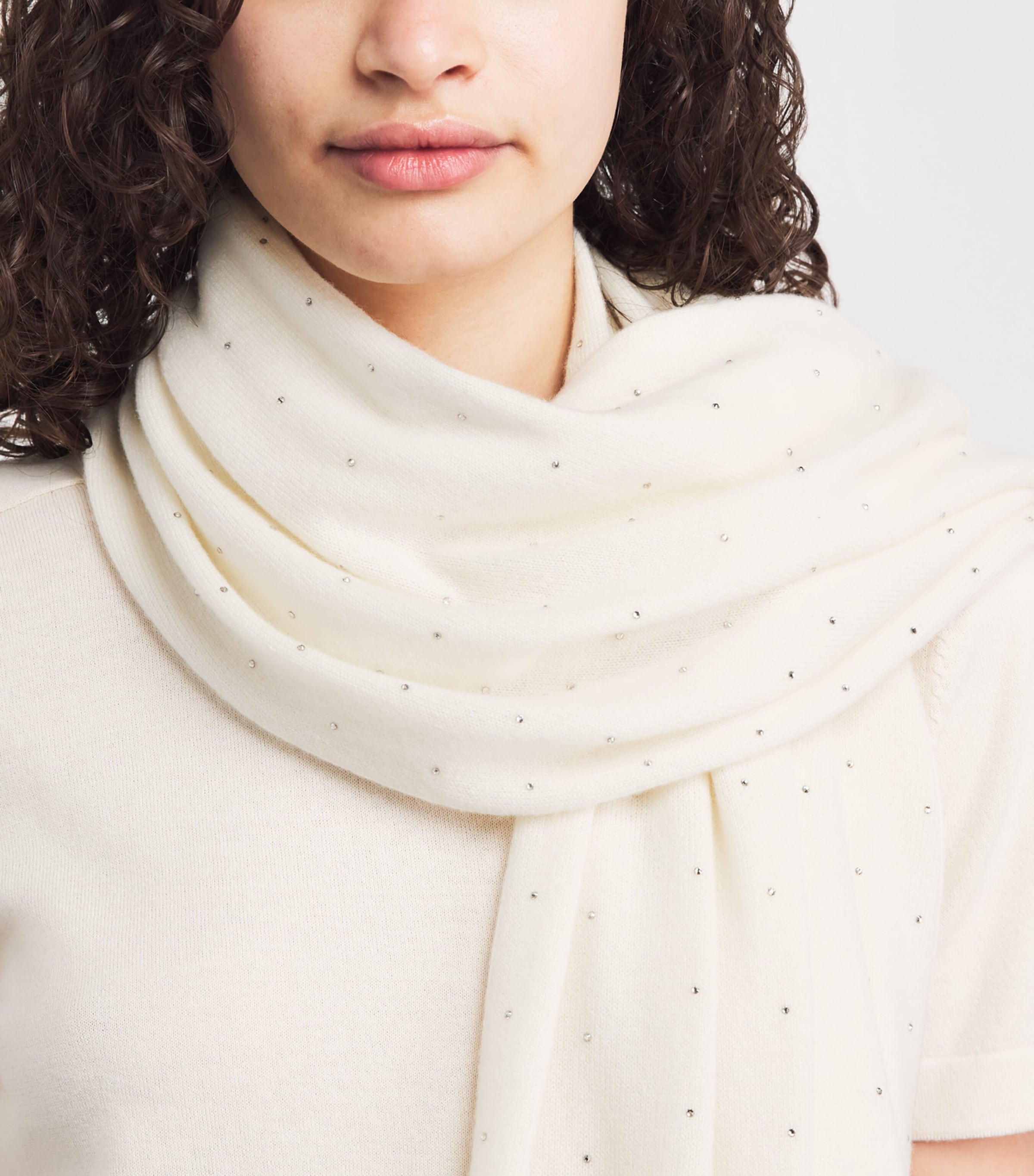 William Sharp Cashmere Crystal-Embellished Scarf Winter White/si Image 3