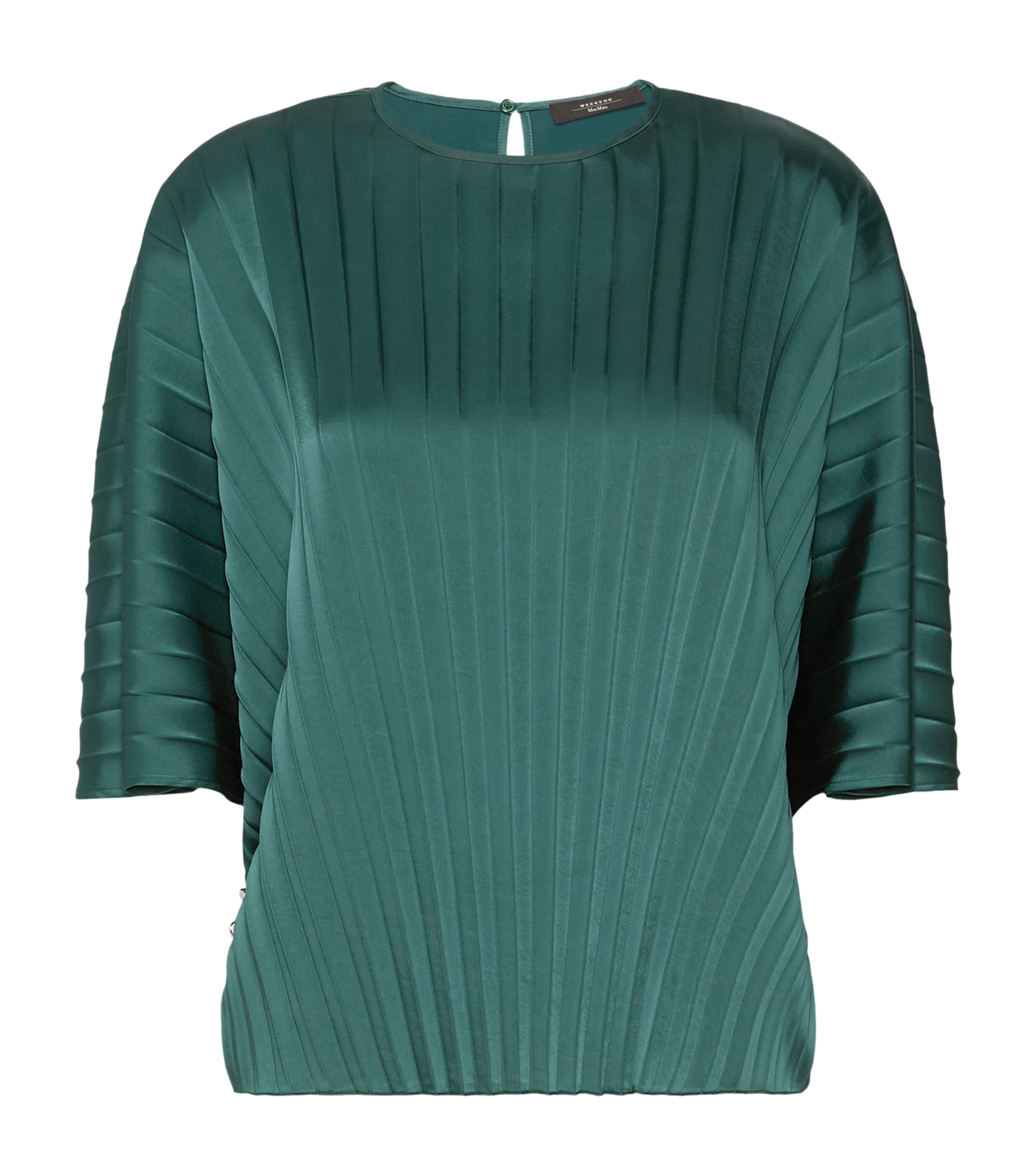 Weekend Max Mara Womens Pleated Short-Sleeve Blouse Dark Green Image 1
