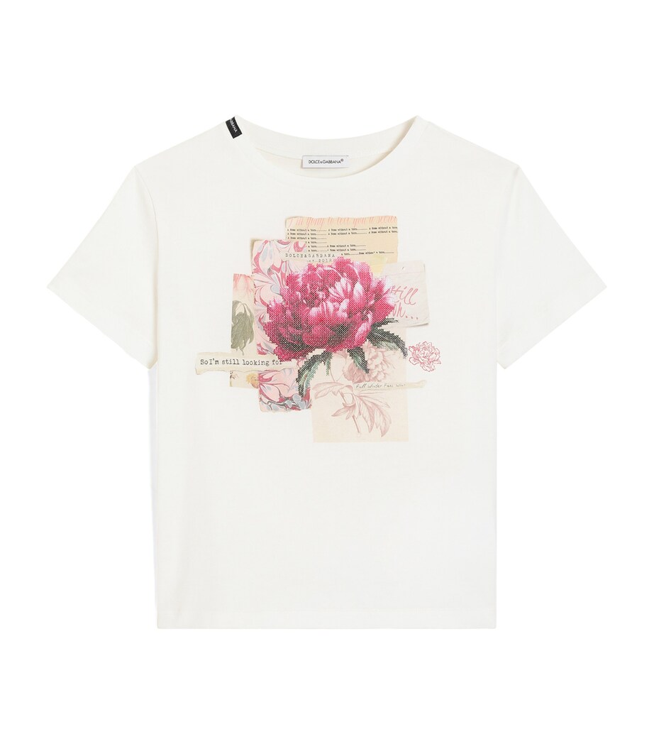 Dolce&Gabbana Kids Cotton Floral T-Shirt (8-12+ Years) White Image 1