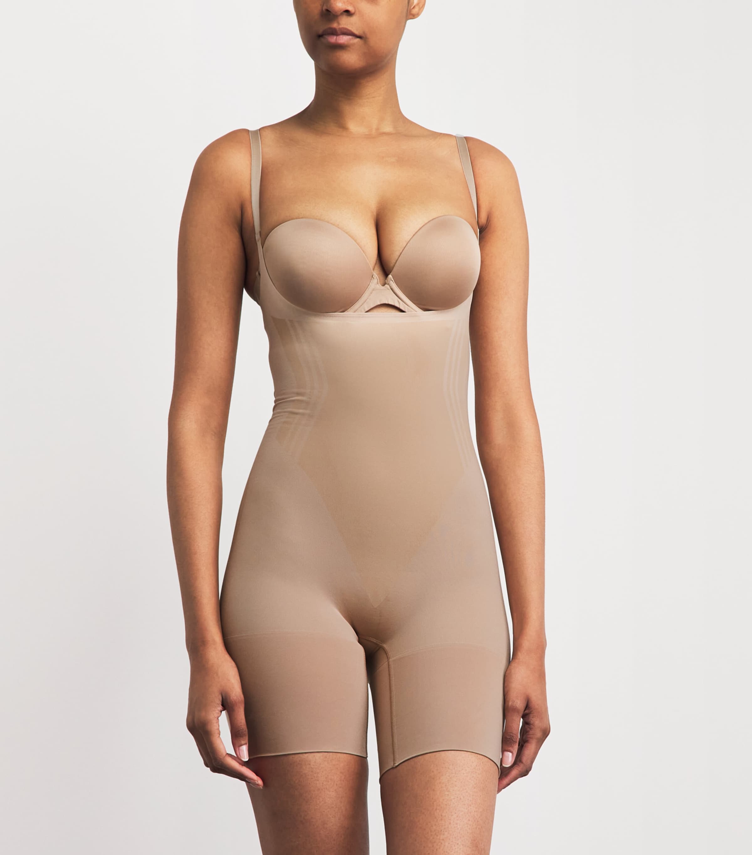 SPANX Womens SPANXsculpt GoFigure Open-Bust Bodysuit Chai Image 2