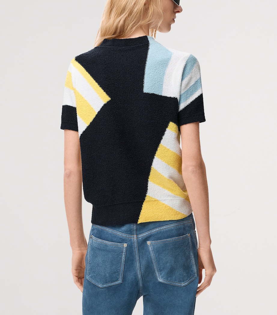 LOEWE Womens Geometric Short-Sleeve Sweater Blue/multicolor Image 4