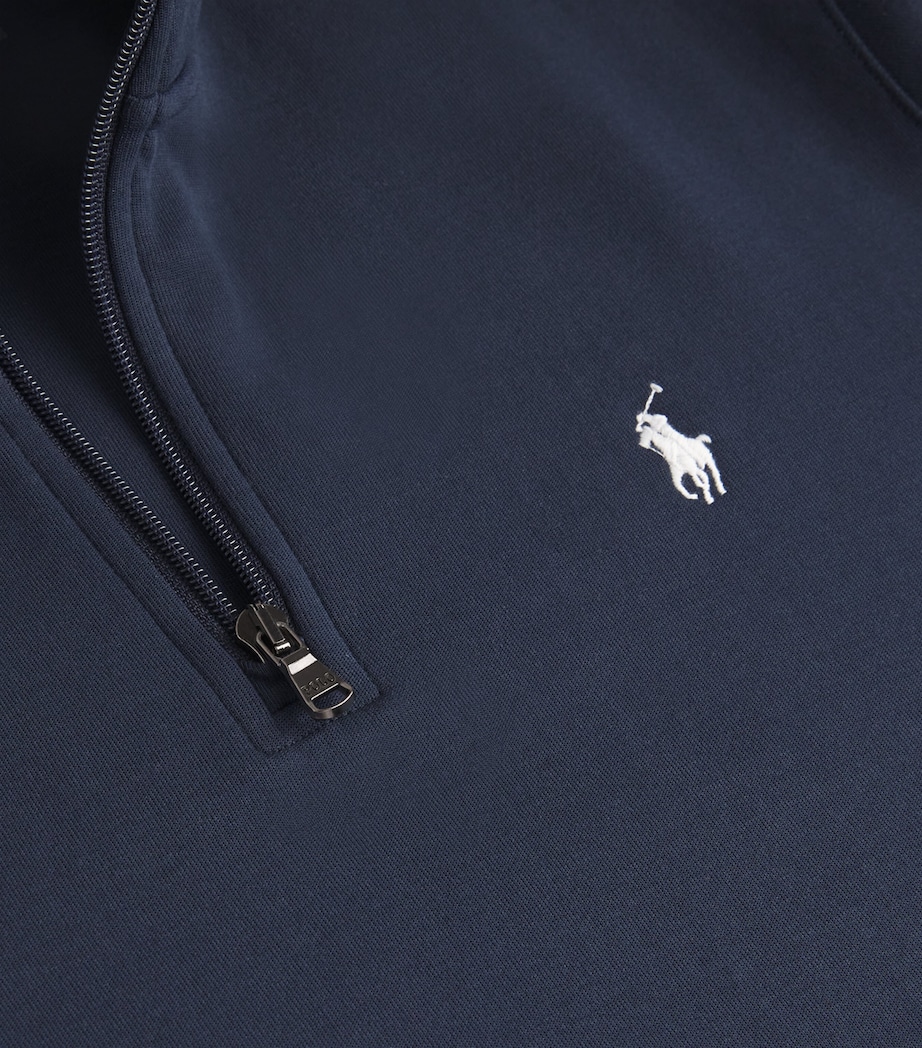 Cotton-Blend Quarter-Zip Sweatshirt BLUE Image 5