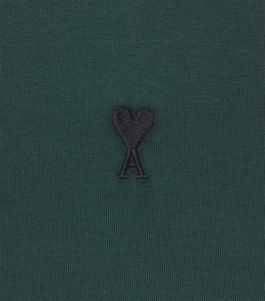 AMI Paris Mens Cotton Ami de Coeur T-Shirt Vert Btlle/noir Image 6