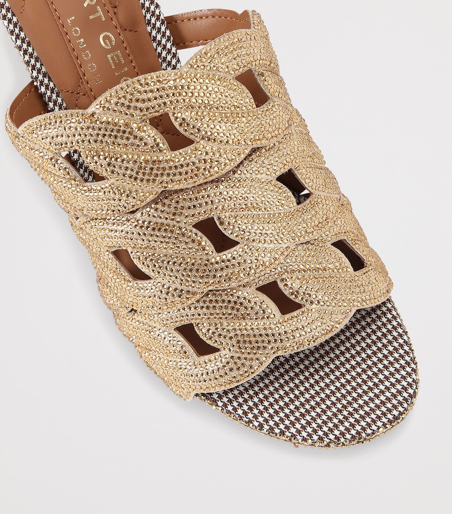 Leather Embellished Chain Heeled Mules 85 GOLD COMB Image 3