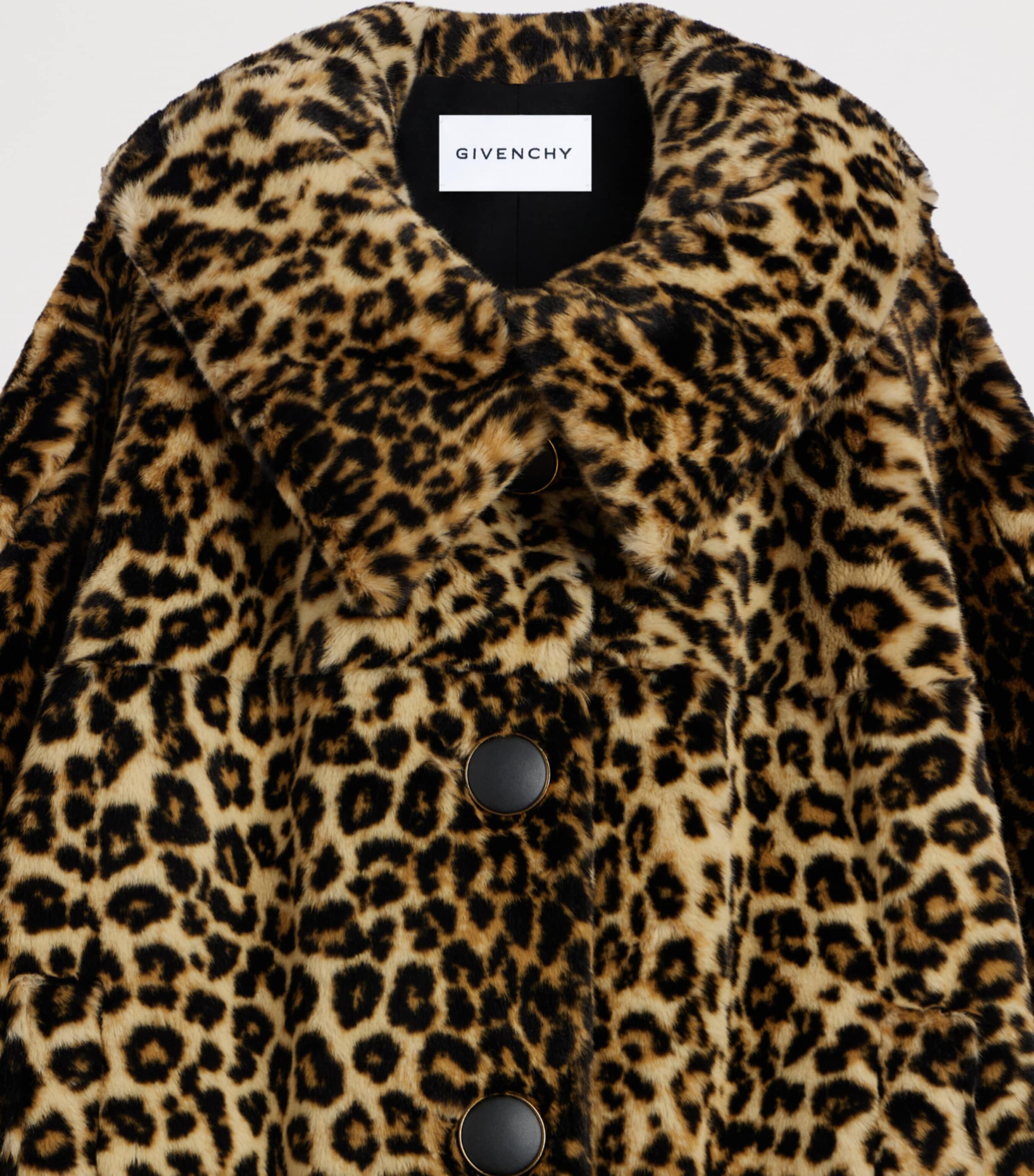 Givenchy Womens Faux Fur Leopard-Print Coat Image 5