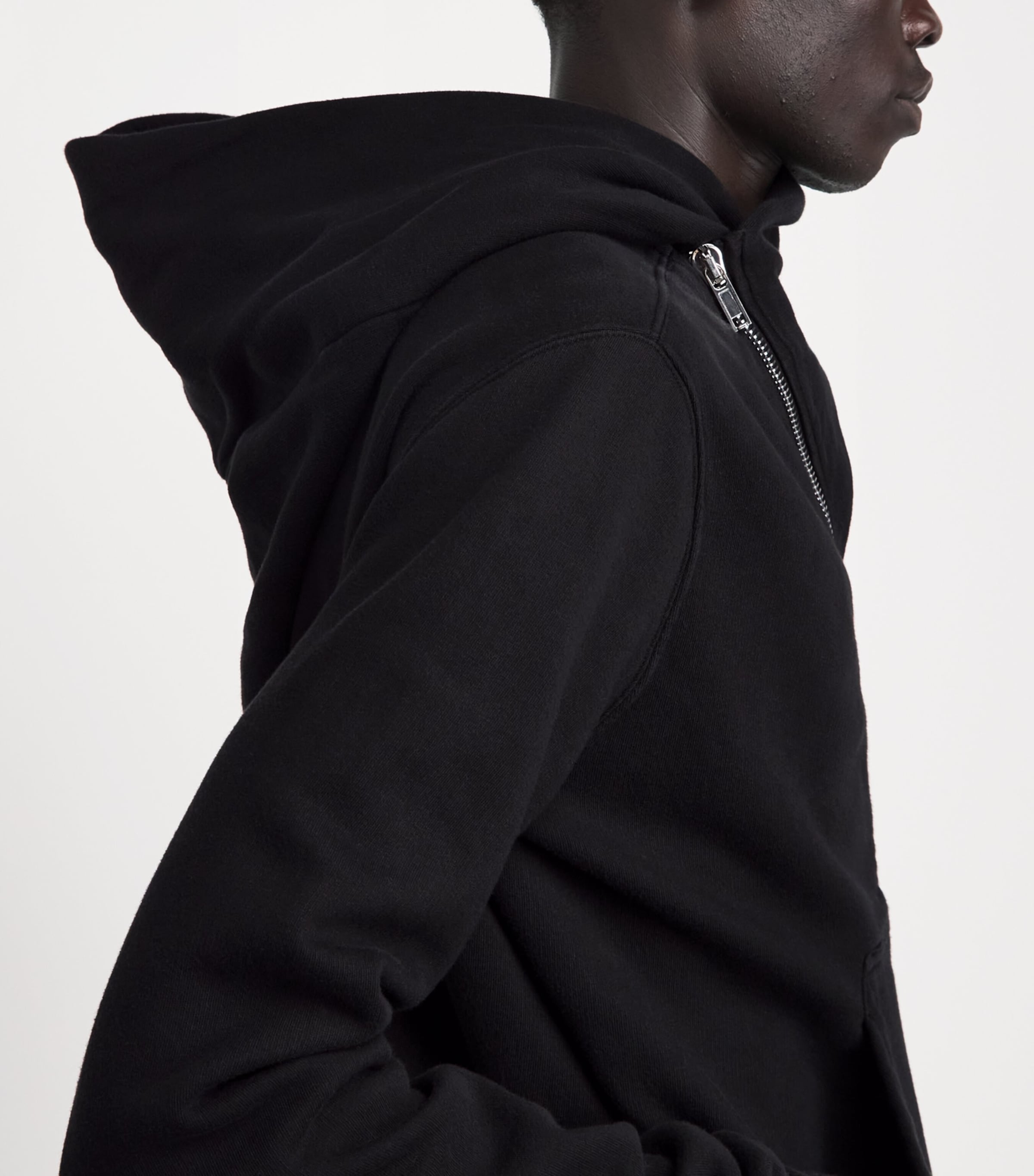 Rick Owens Mens Asymmetric Mountain Hoodie Black Image 3
