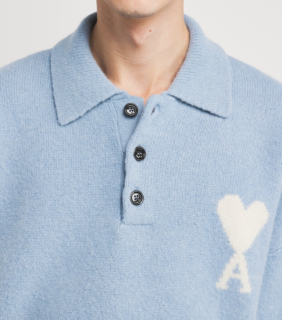 Alpaca-Blend Polo Sweater 4509 - CIEL/ECRU Image 6
